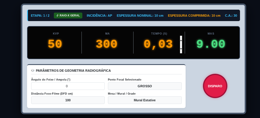 Console X-Ray v2.0 - Interface de Simulação Radiológica